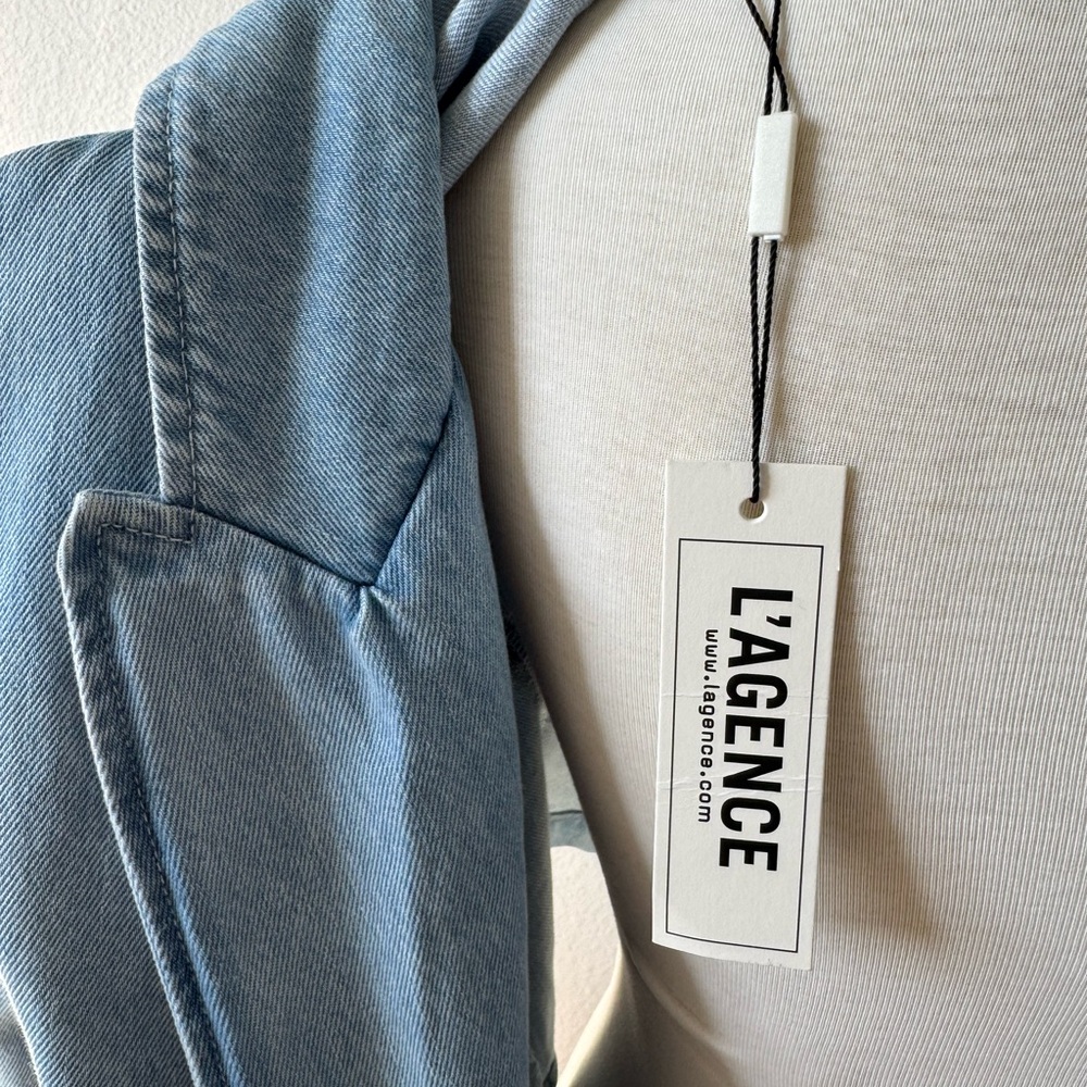 L'AGENCE Light Blue Double-Breasted Denim Jacket - Picture 7 of 7
